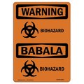 Signmission OSHA Warning Sign, 10" H, 14" W, Rigid Plastic, Biohazard Bilingual, Landscape, WS-P-1014-L-12493 OS-WS-P-1014-L-12493